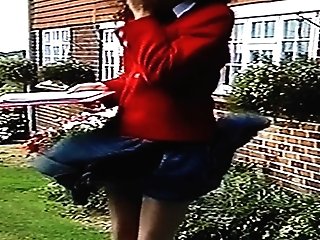 Windy Micro-skirt Problem In Front Of Workmen